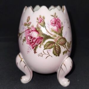 Vintage Napcoware Porcelain Floral Egg-shaped Vase